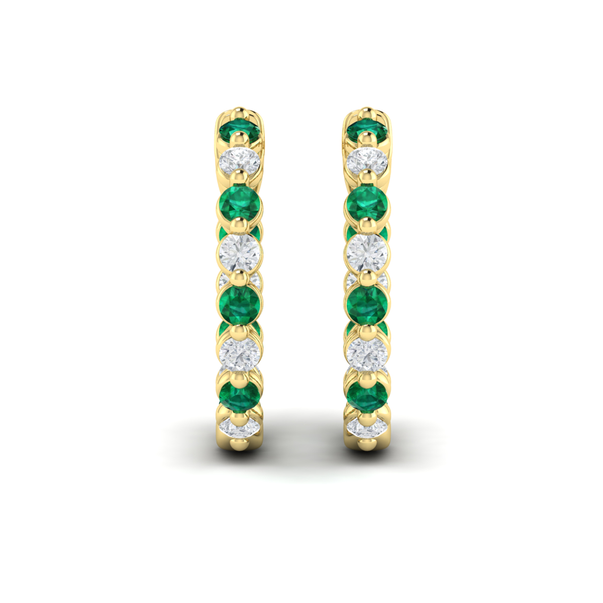 Inside Out Diamond and Emerald Hoop Earrings