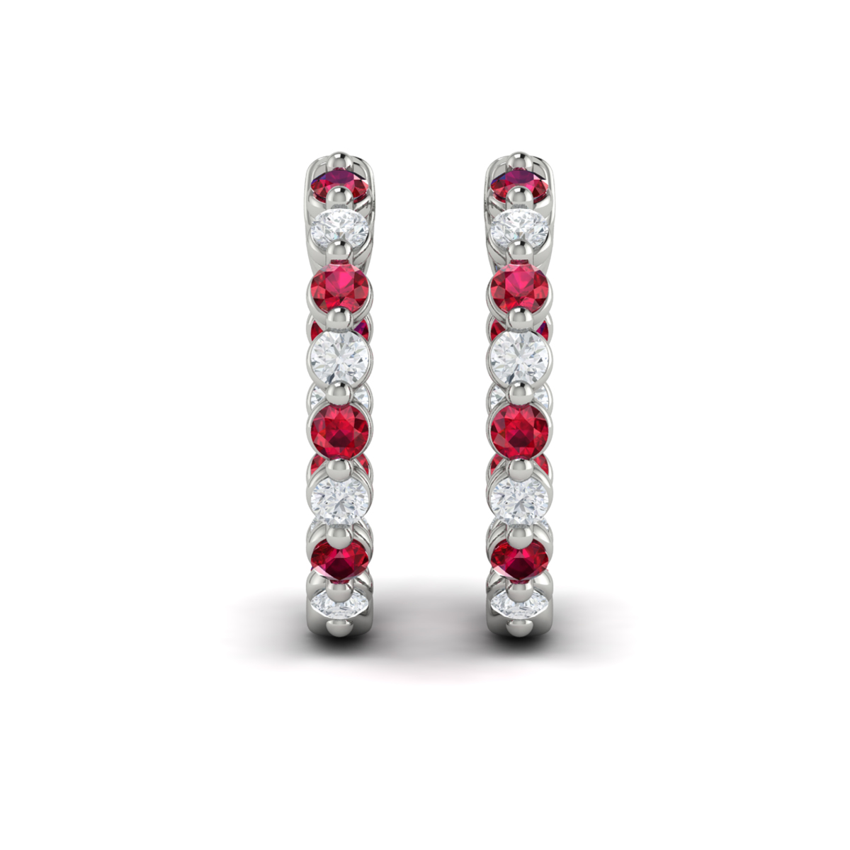 Inside Out Diamond and Ruby Hoop Earrings