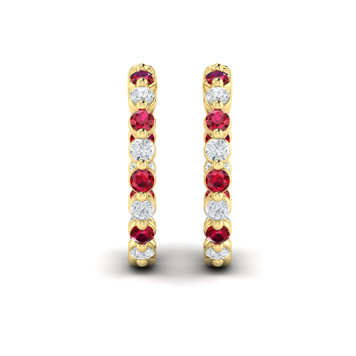 Inside Out Diamond and Ruby Hoop Earrings