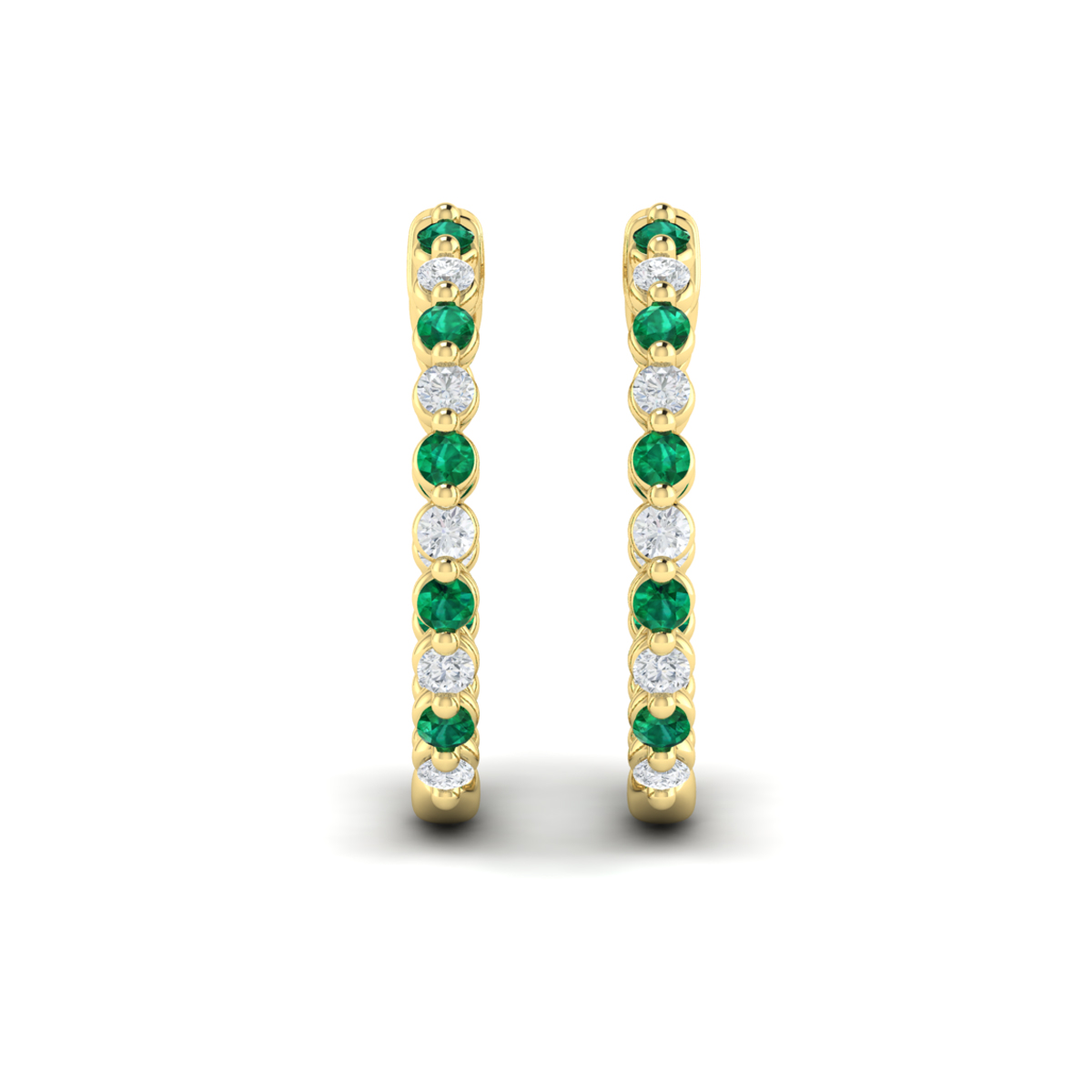 Inside Out Diamond and Emerald Hoop Earrings