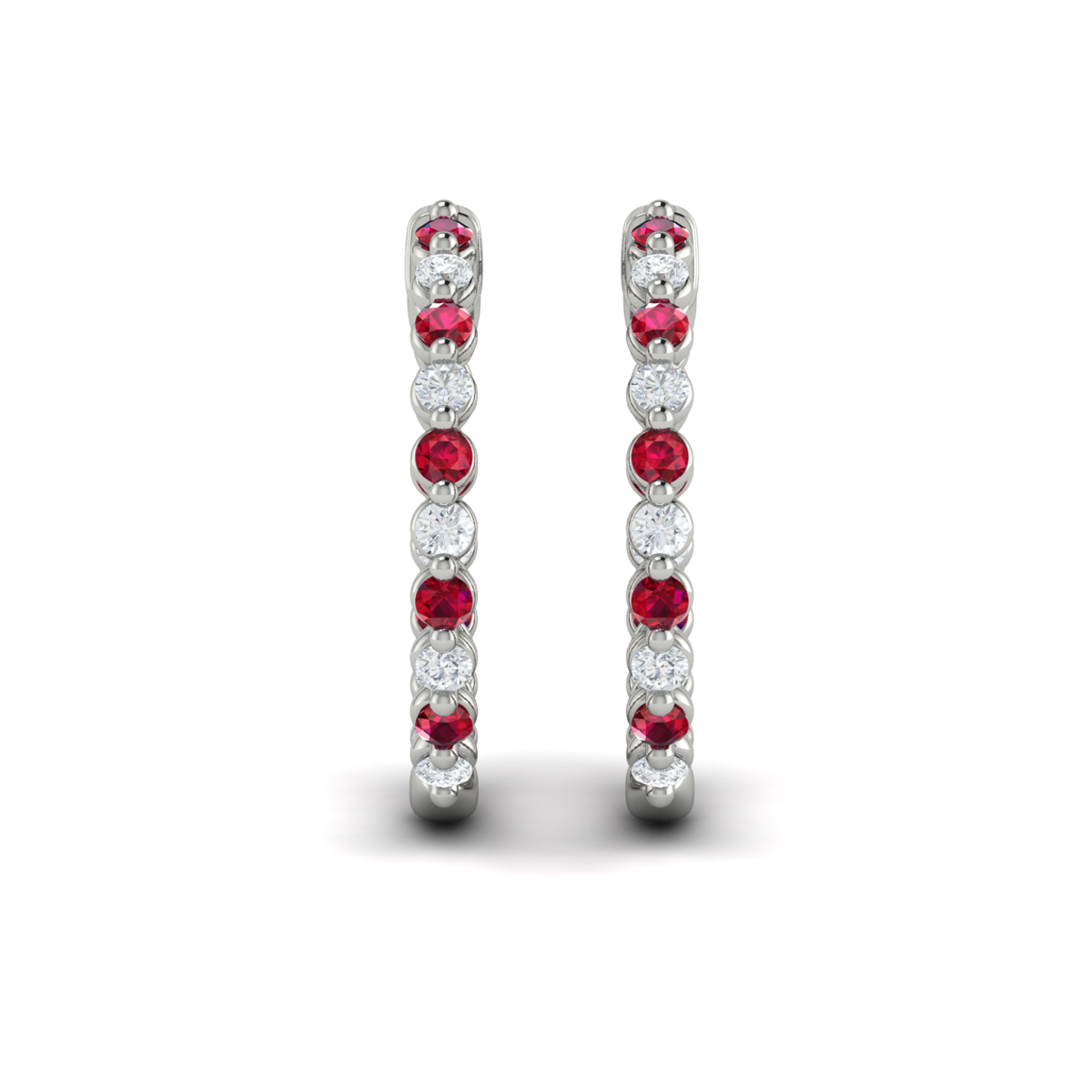 Inside Out Diamond and Ruby Hoop Earrings