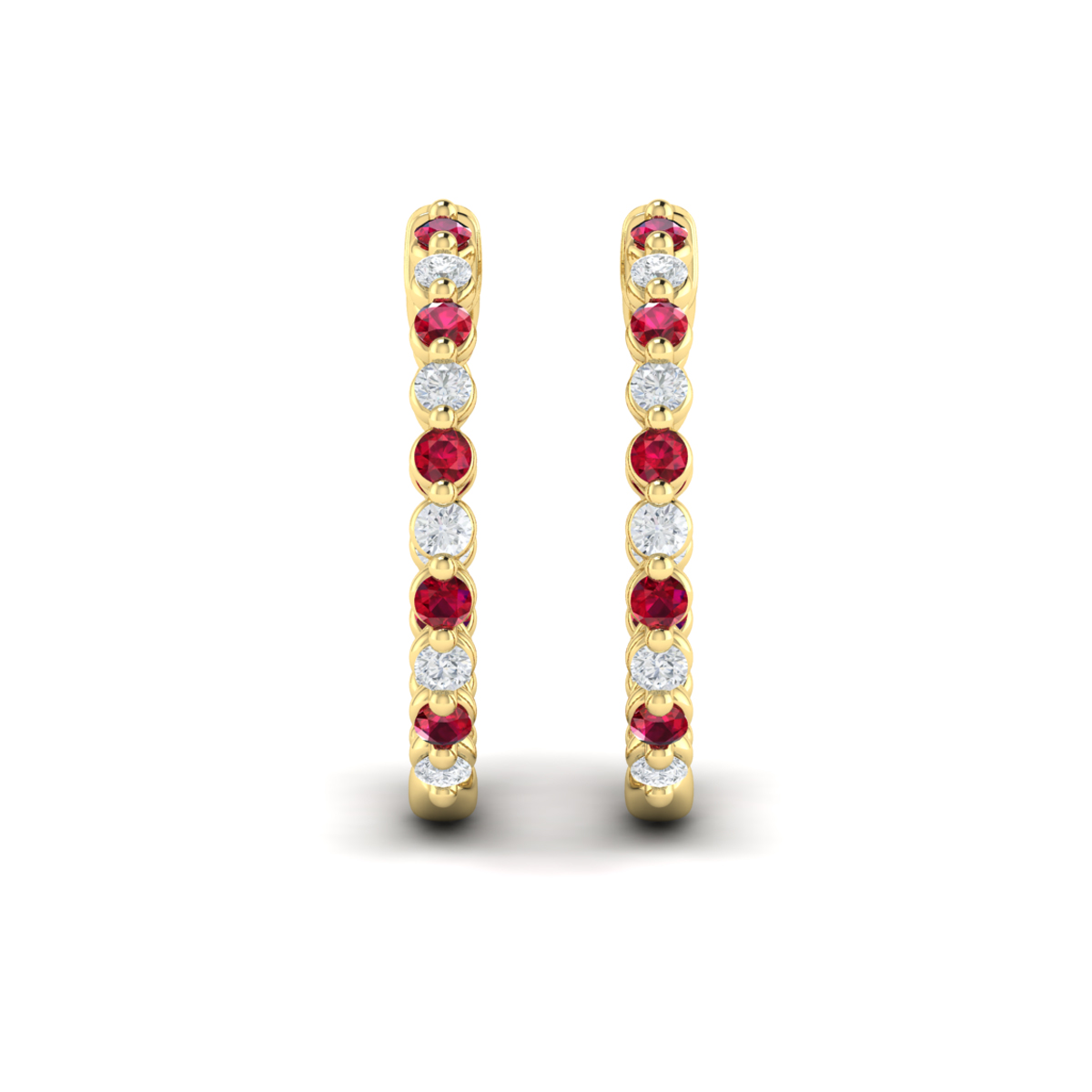 Inside Out Diamond and Ruby Hoop Earrings