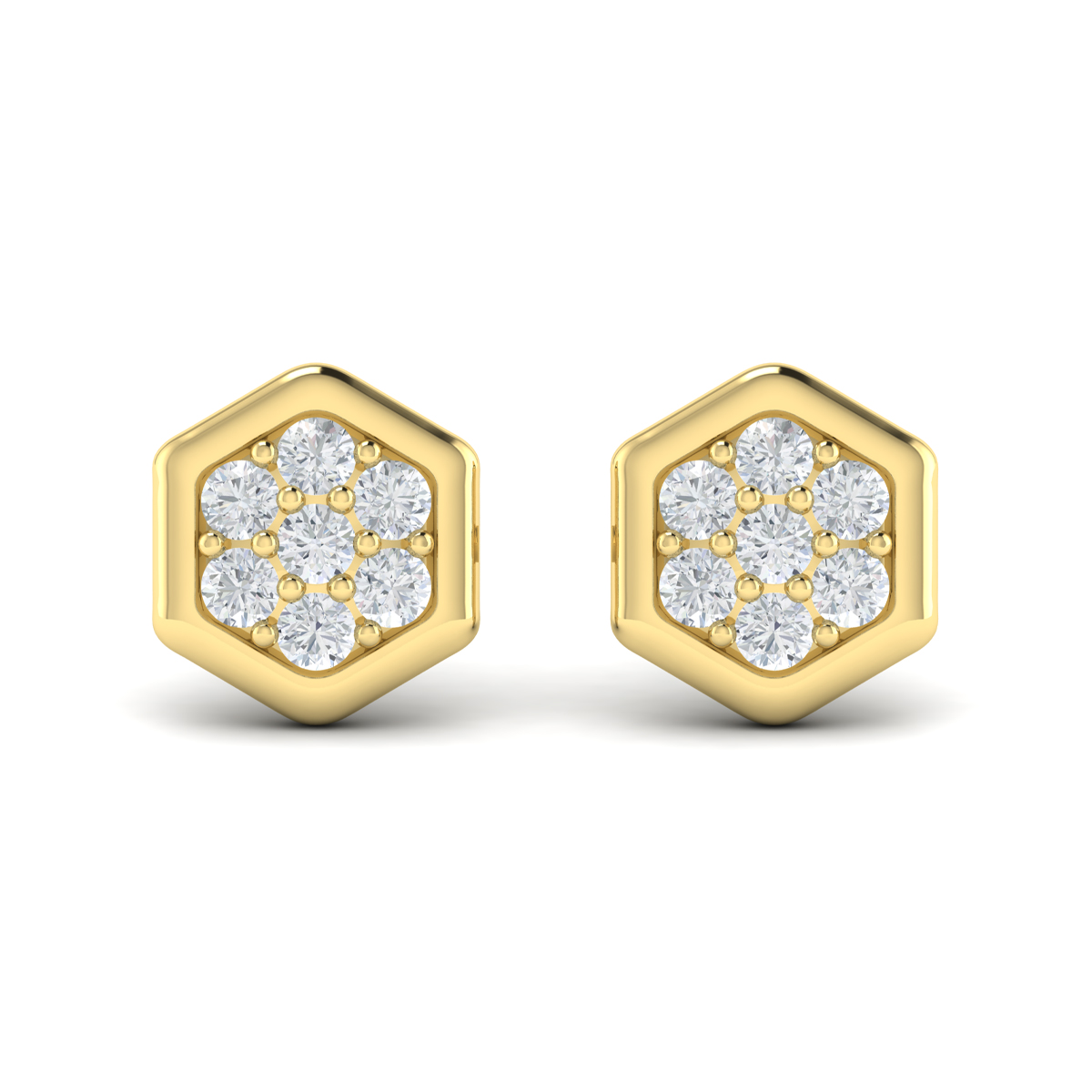 Diamond Cluster Honeycomb Stud Earrings
