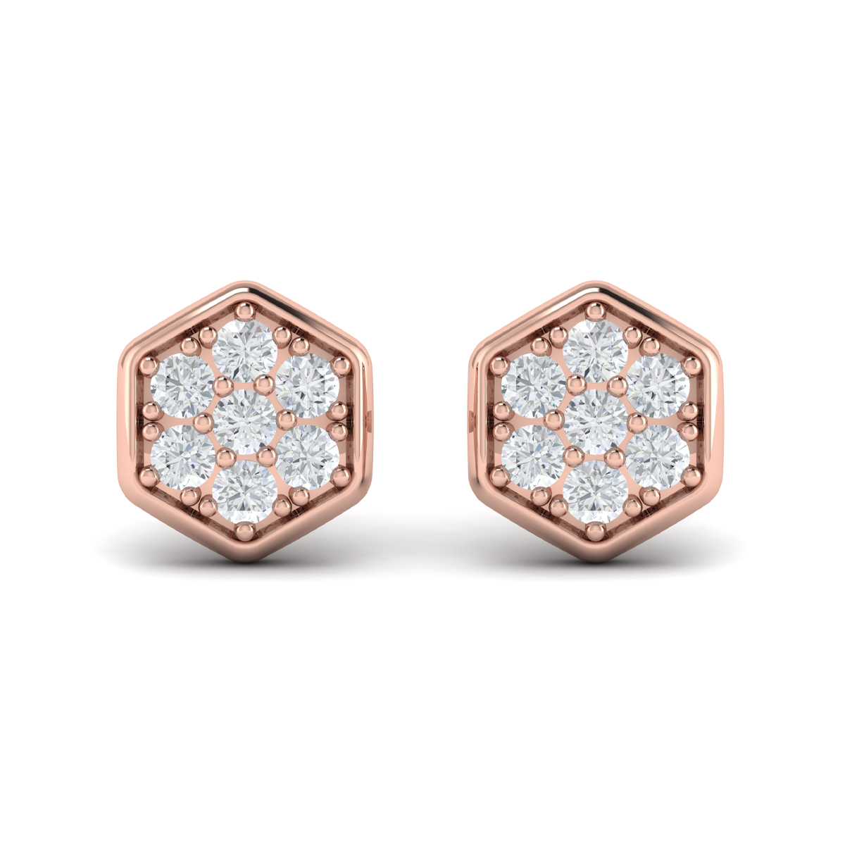 Diamond Cluster Honeycomb Stud Earrings