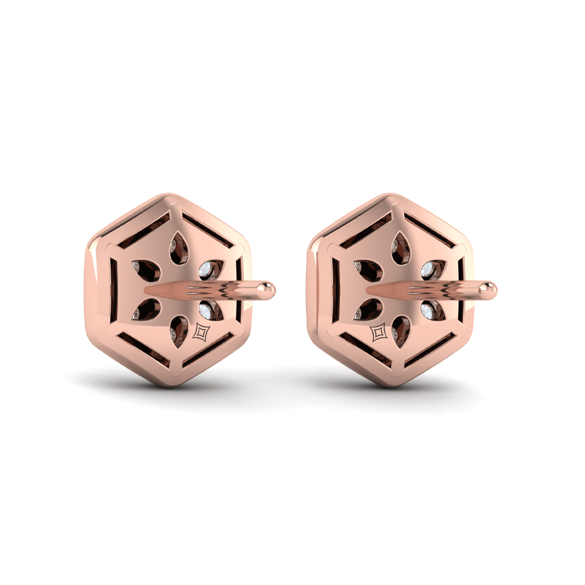 Diamond Cluster Honeycomb Stud Earrings