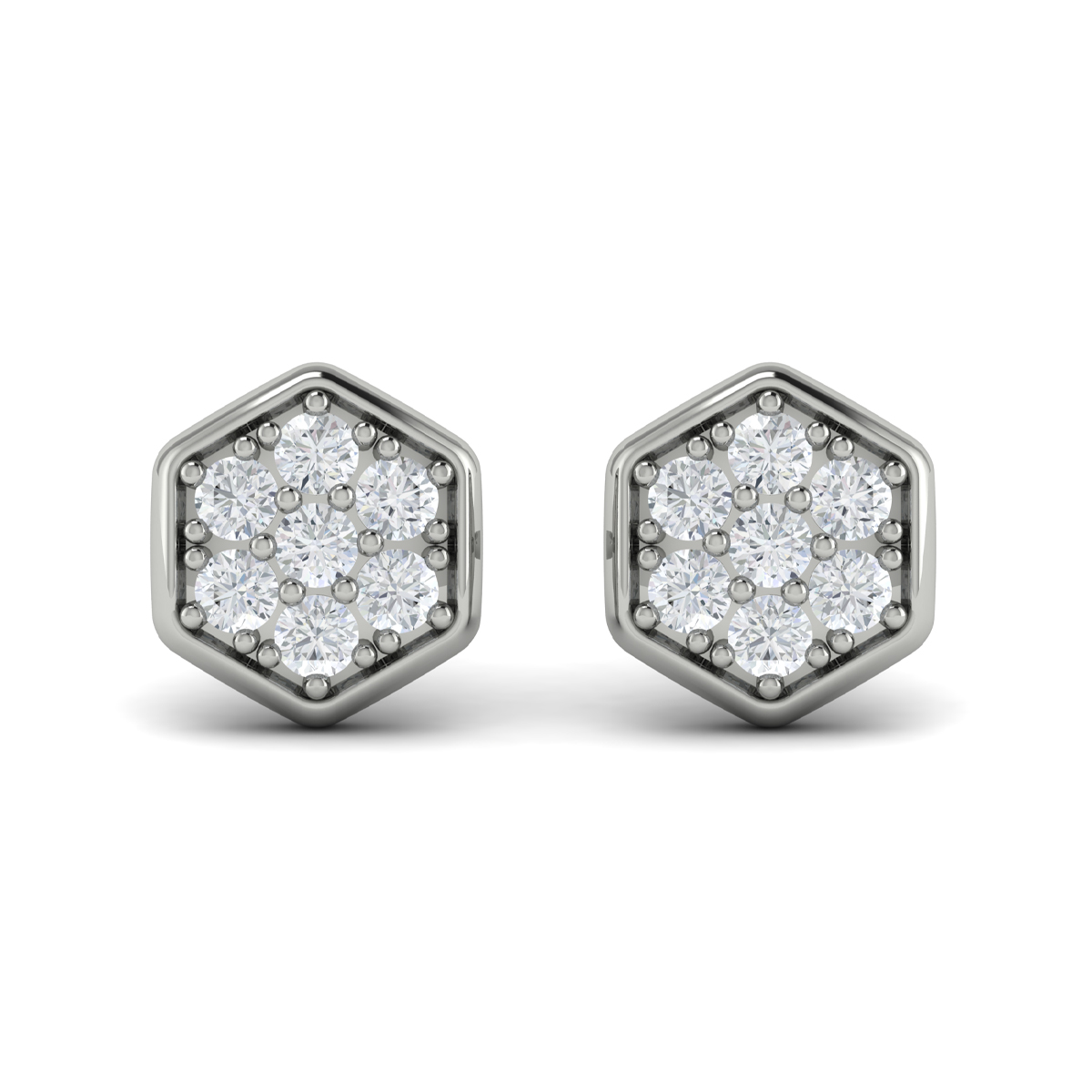 Diamond Cluster Honeycomb Stud Earrings