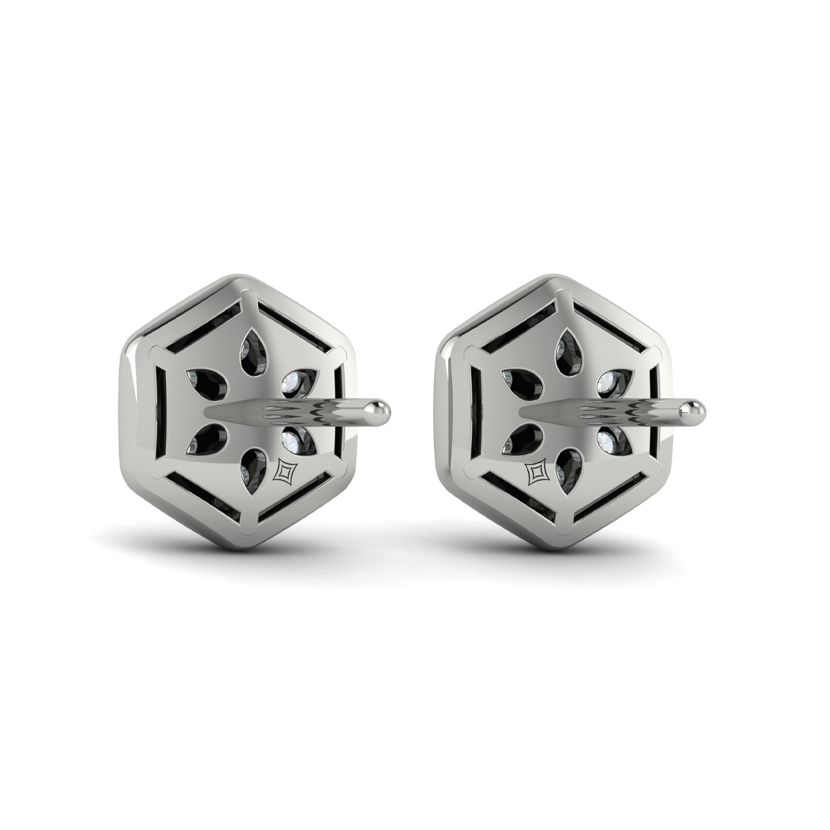 Diamond Cluster Honeycomb Stud Earrings