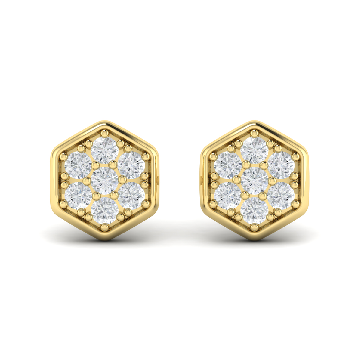 Diamond Cluster Honeycomb Stud Earrings
