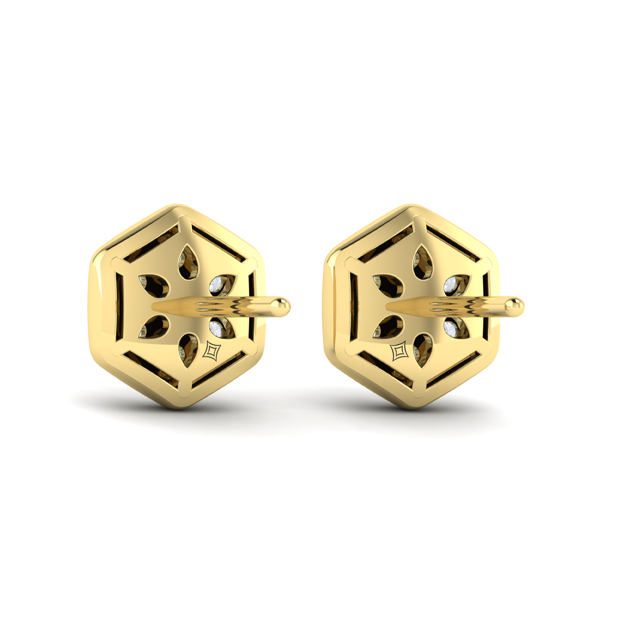 Diamond Cluster Honeycomb Stud Earrings