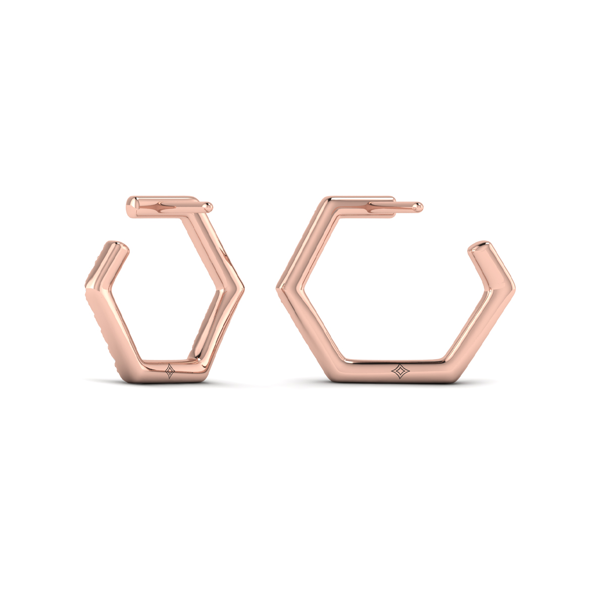 Diamond Forward-Facing Honeycomb Open Hoop Earrings