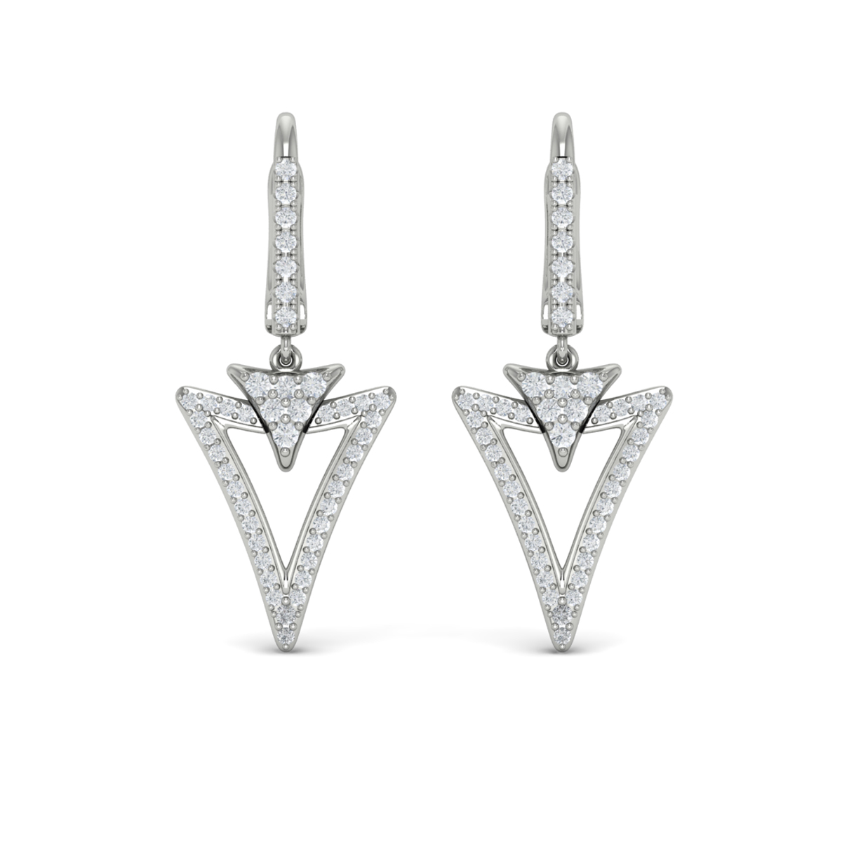 Diamond Open Double Trinity Huggie Earrings
