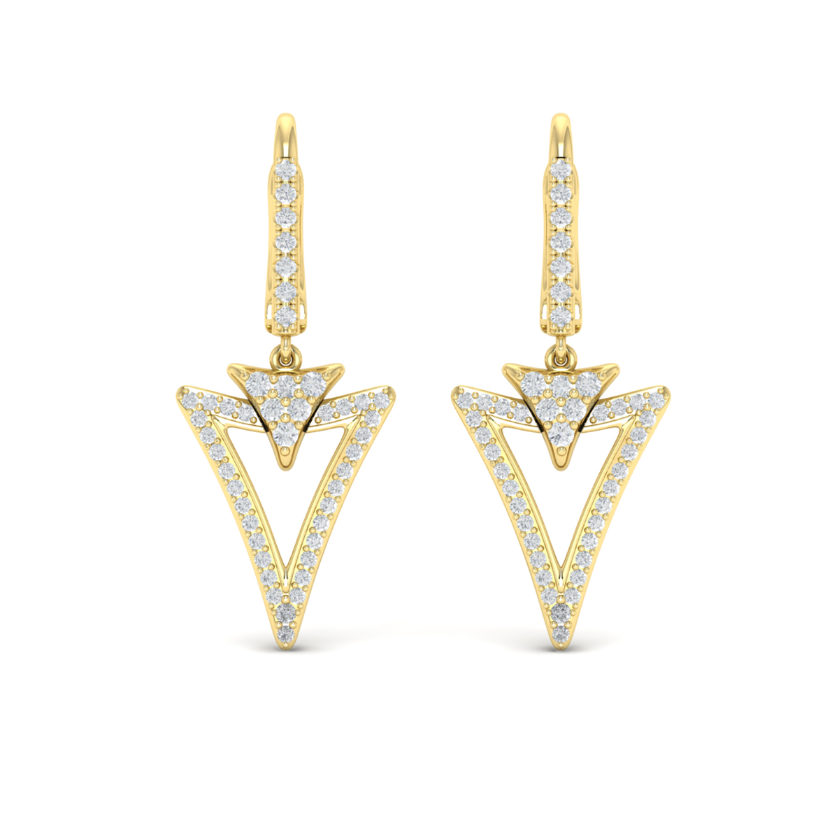 Diamond Open Double Trinity Huggie Earrings