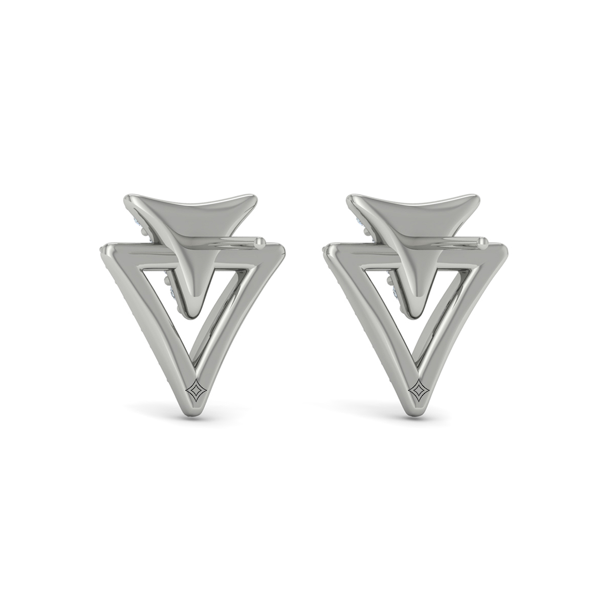 Diamond Double Trinity Open Stud Earrings