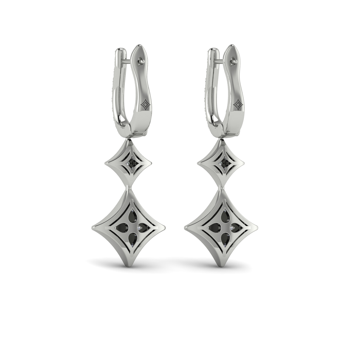 Diamond Double Vlora Star Drop Huggie Earrings