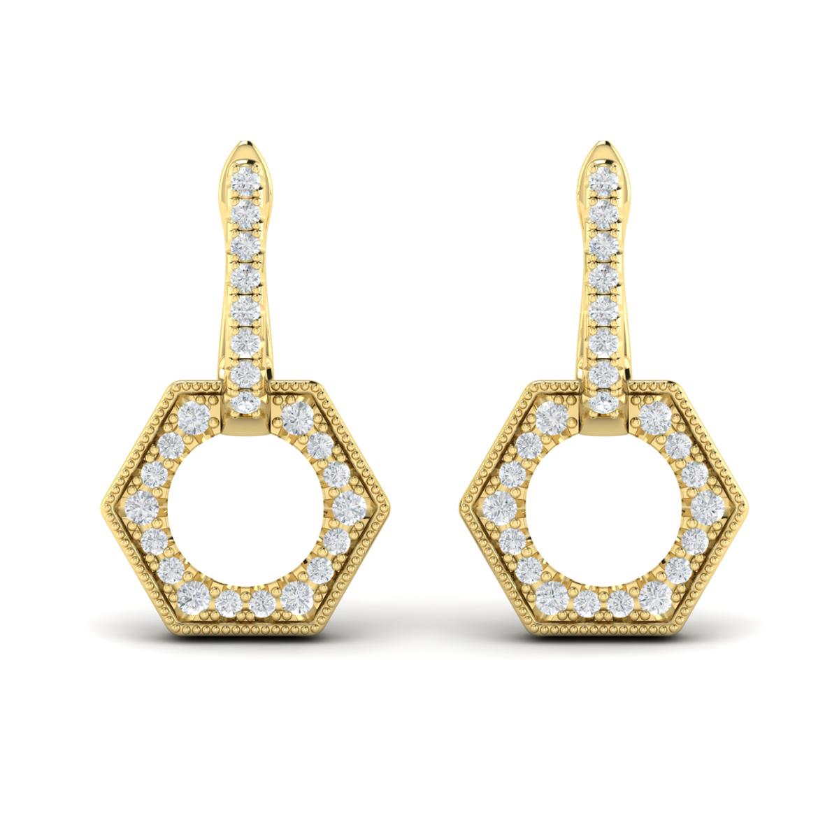 Diamond Open Honeycomb Drop Earrings