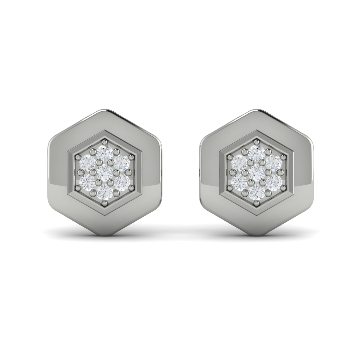 Diamond Cluster Honeycomb Stud Earrings