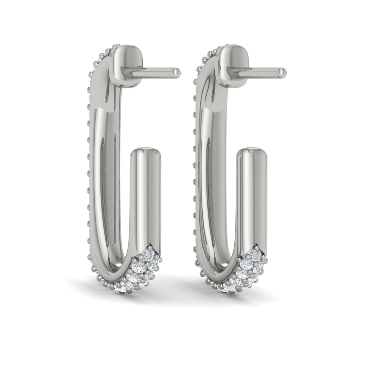 Diamond Elongated Hoop Earrings
