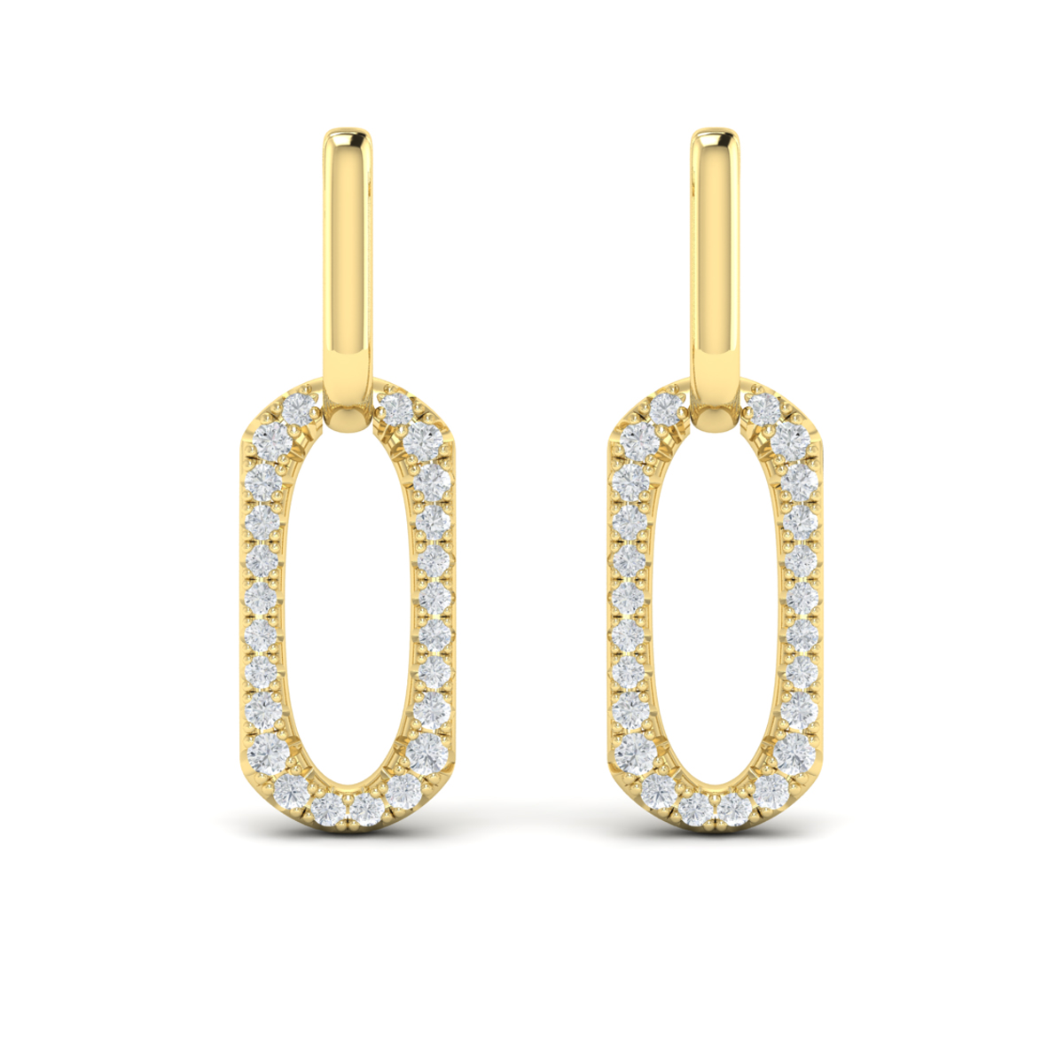 Diamond North South Open Oval Pendant Link Earrings