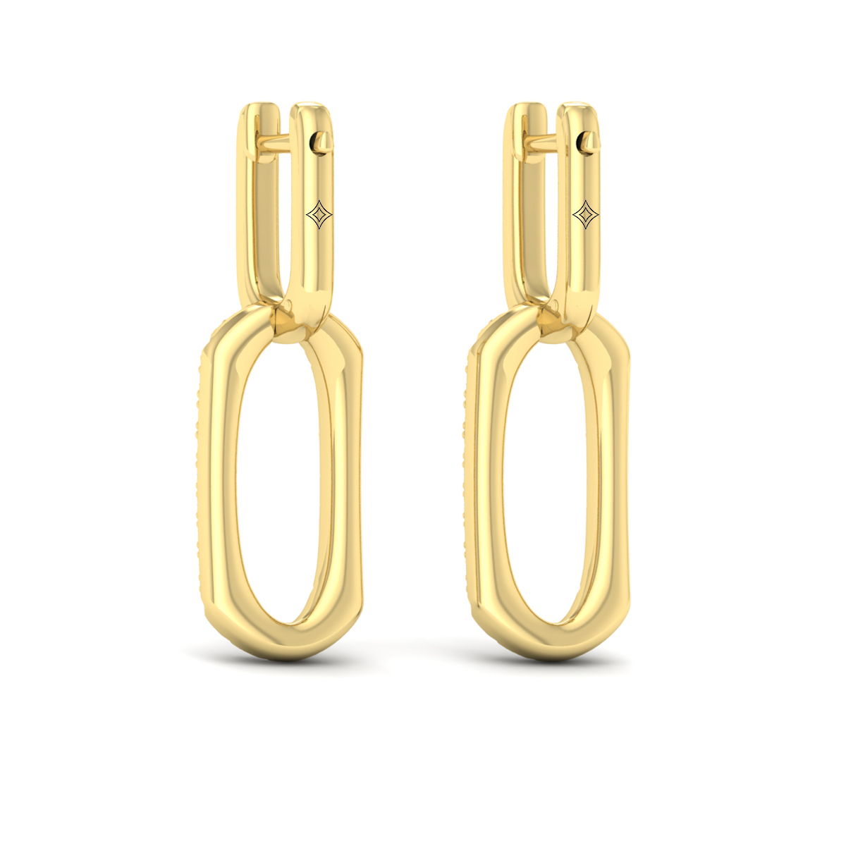 Diamond North South Open Oval Pendant Link Earrings