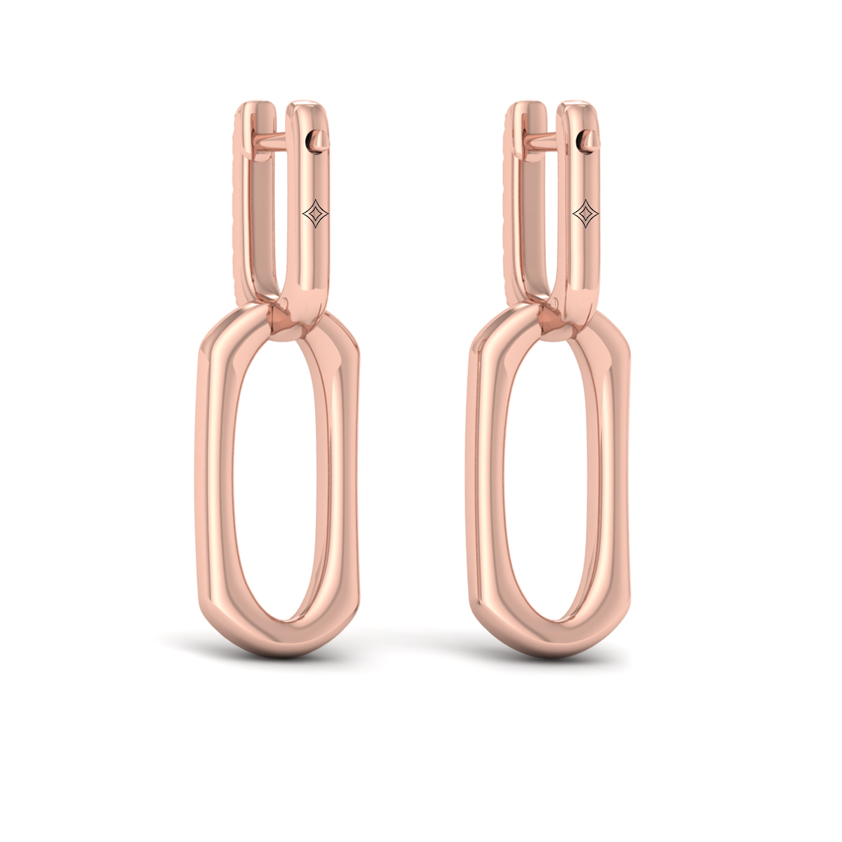 Diamond Accent North South Open Oval Pendant Link Earrings