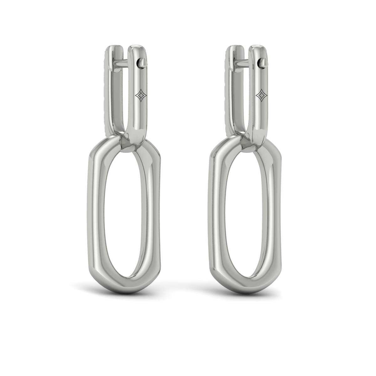 Diamond Accent North South Open Oval Pendant Link Earrings