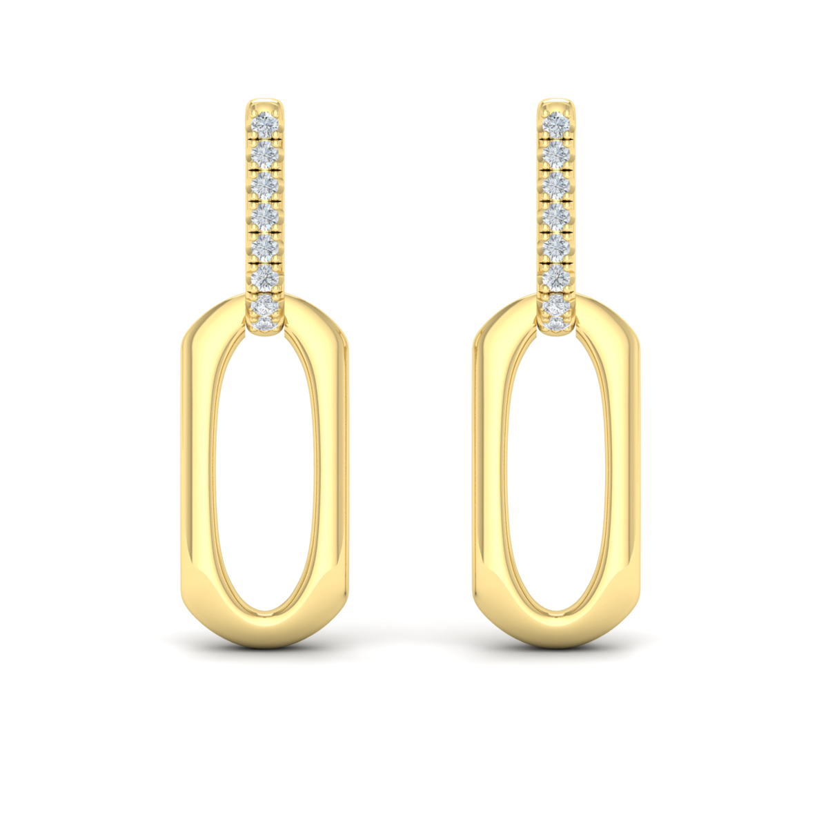 Diamond Accent North South Open Oval Pendant Link Earrings