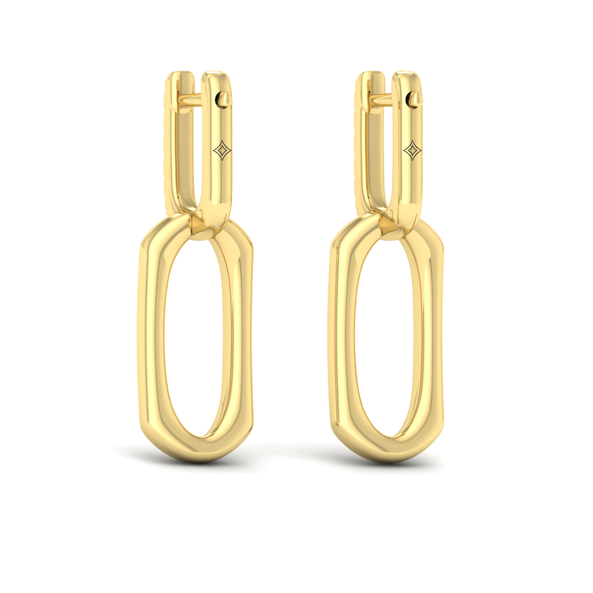 Diamond Accent North South Open Oval Pendant Link Earrings