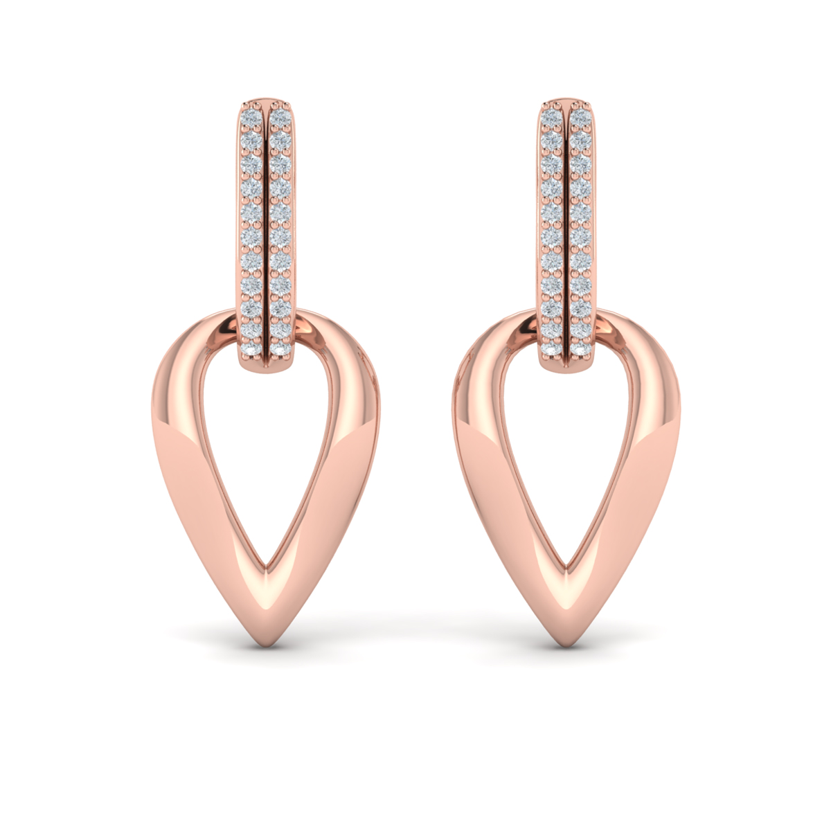 Diamond Accent Open Tear Drop Link Earrings