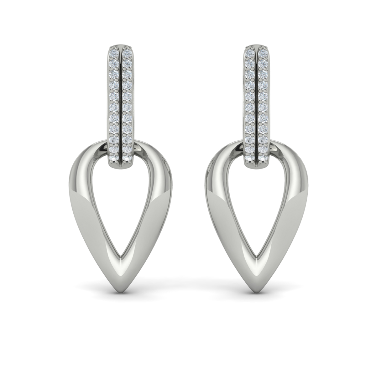 Diamond Accent Open Tear Drop Link Earrings