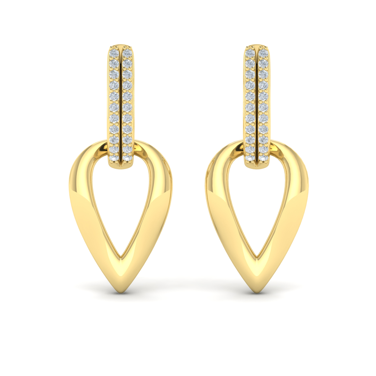 Diamond Accent Open Tear Drop Link Earrings