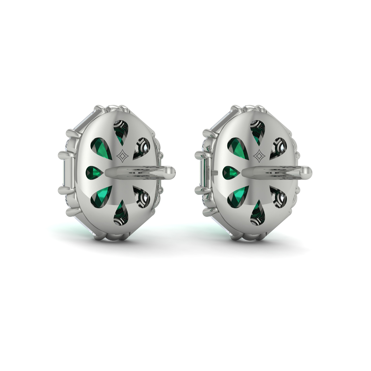 Oval Emerald and Diamond Baguette Earrings