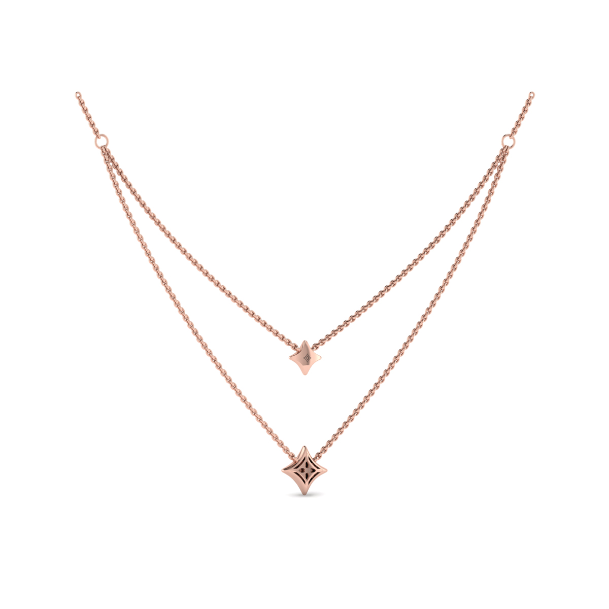 Two Row Diamond Vlora Star Pendant Necklace