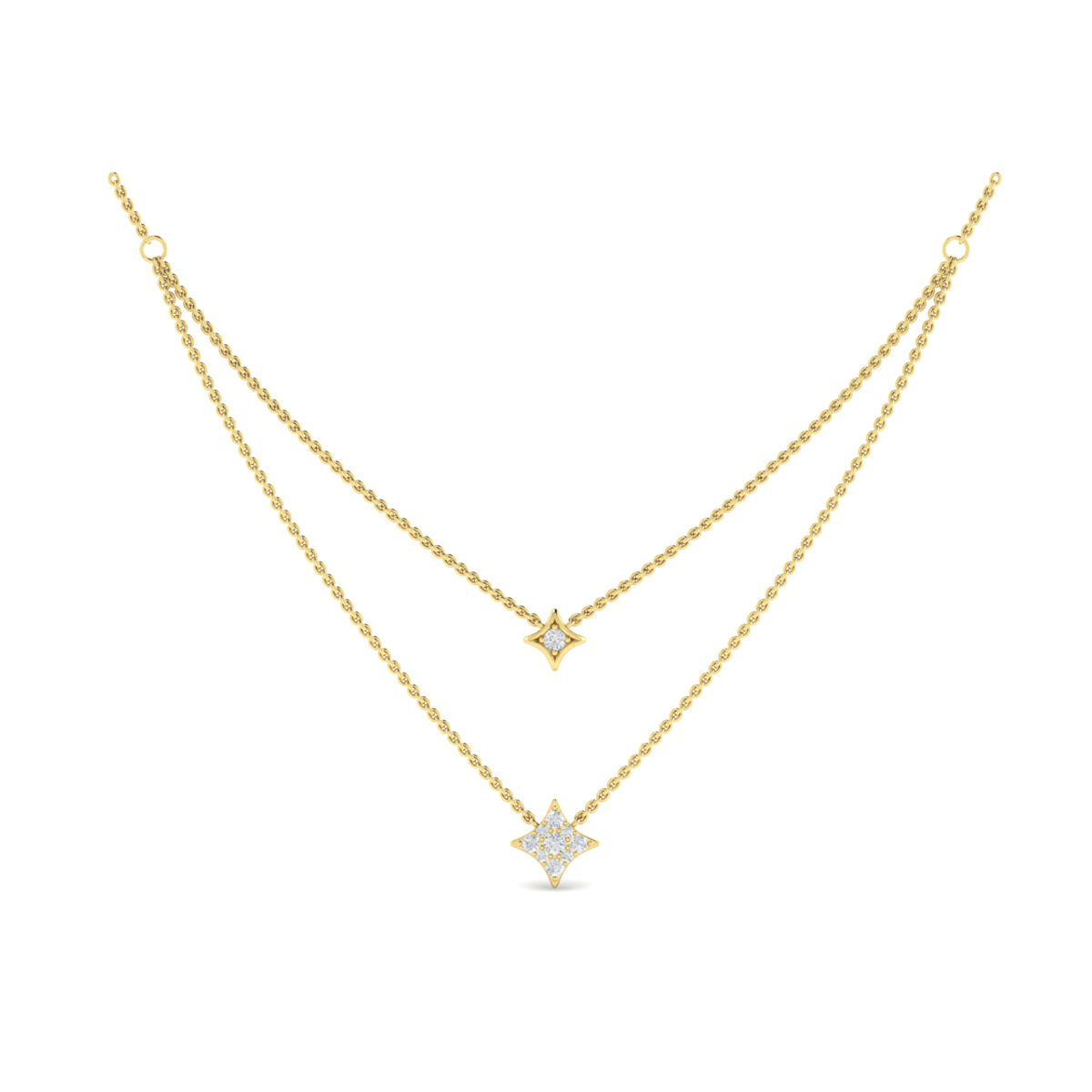 Two Row Diamond Vlora Star Pendant Necklace