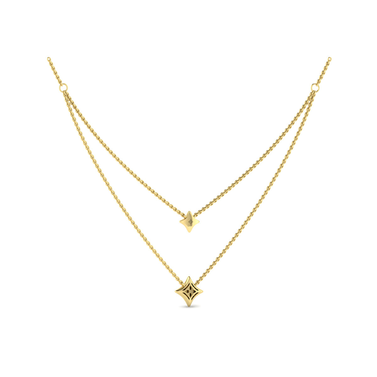 Two Row Diamond Vlora Star Pendant Necklace