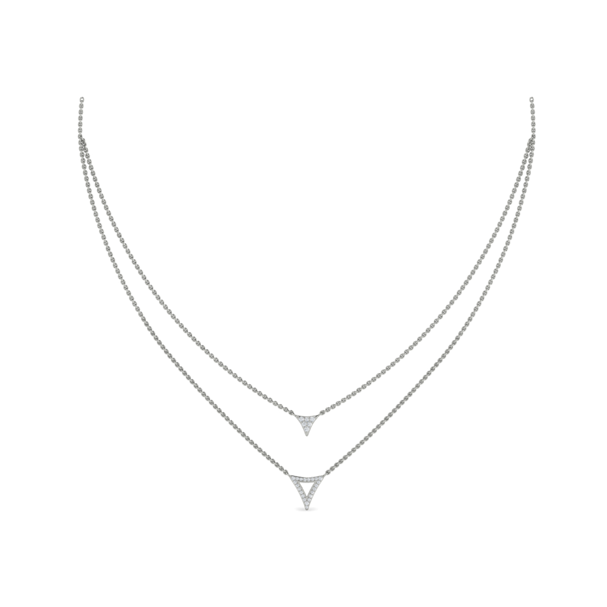 Diamond Open Trinity Two Row Necklace