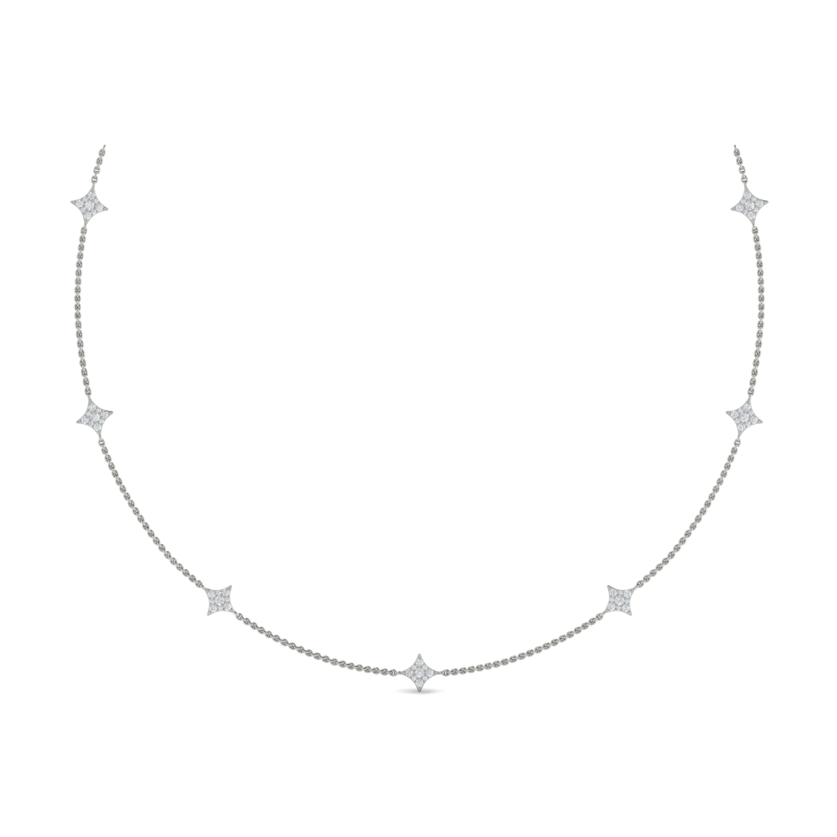Diamond Cluster Multi Vlora Star Pendant Necklace