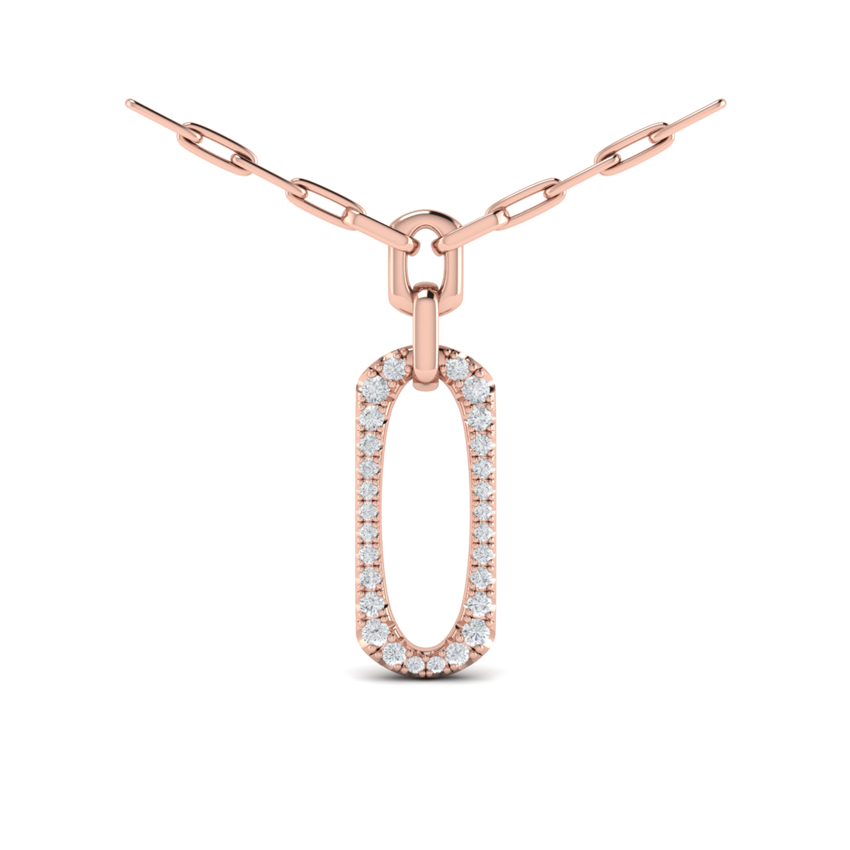 Diamond North South Open Oval Link Necklace