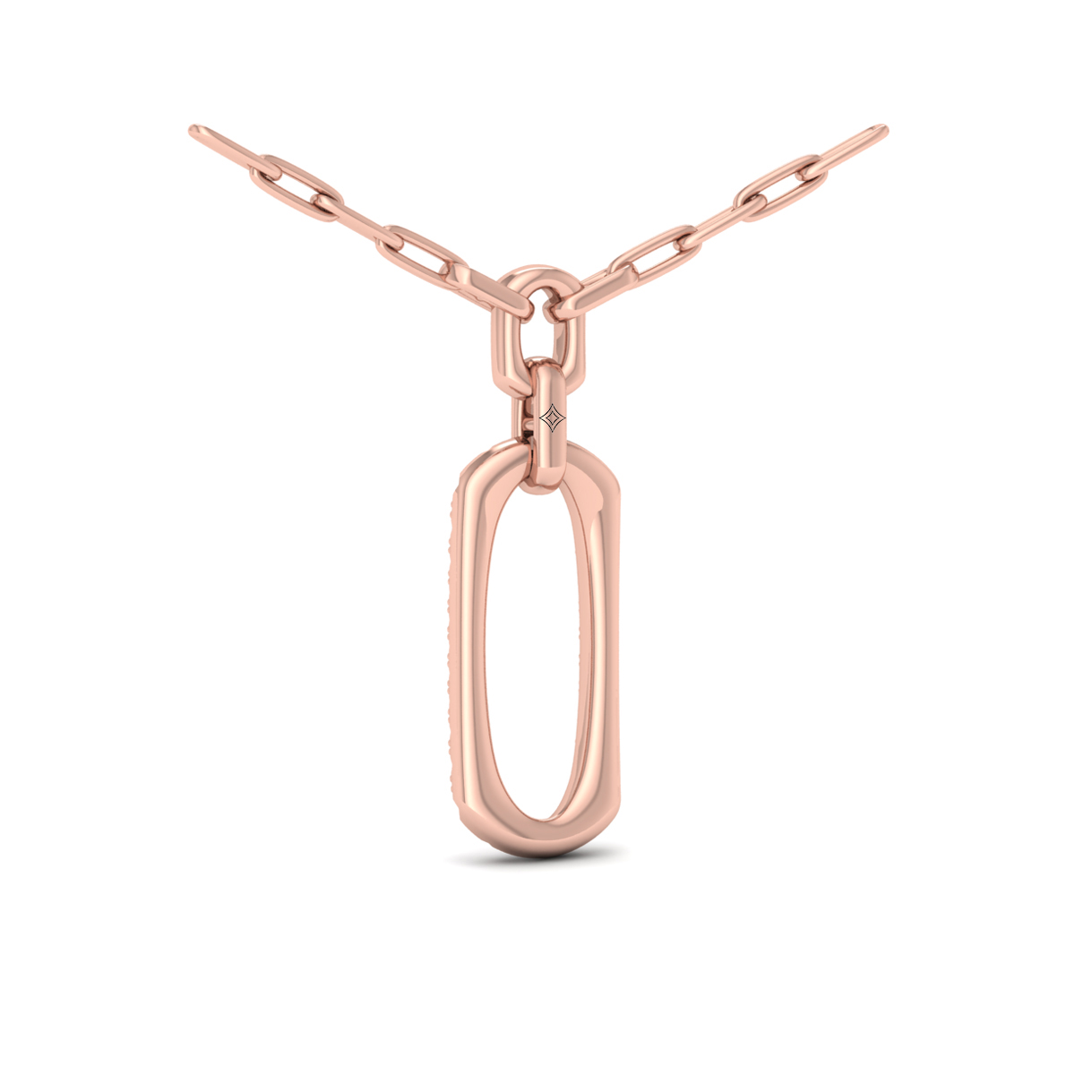 Diamond North South Open Oval Link Necklace