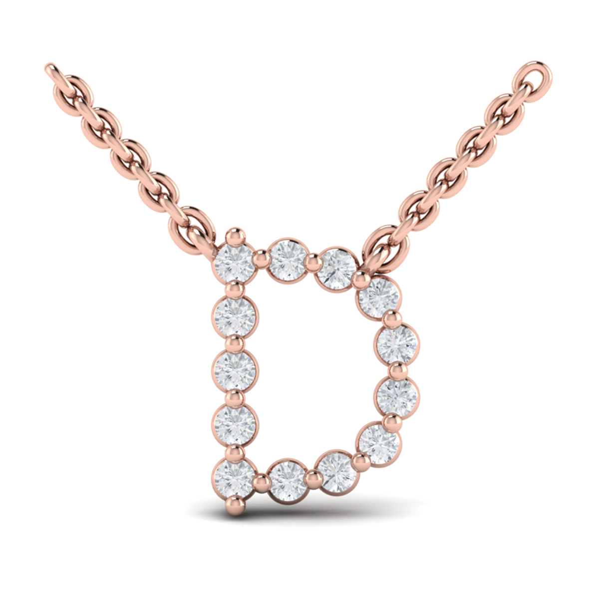 Diamond Alphabet Pendant Necklace, D