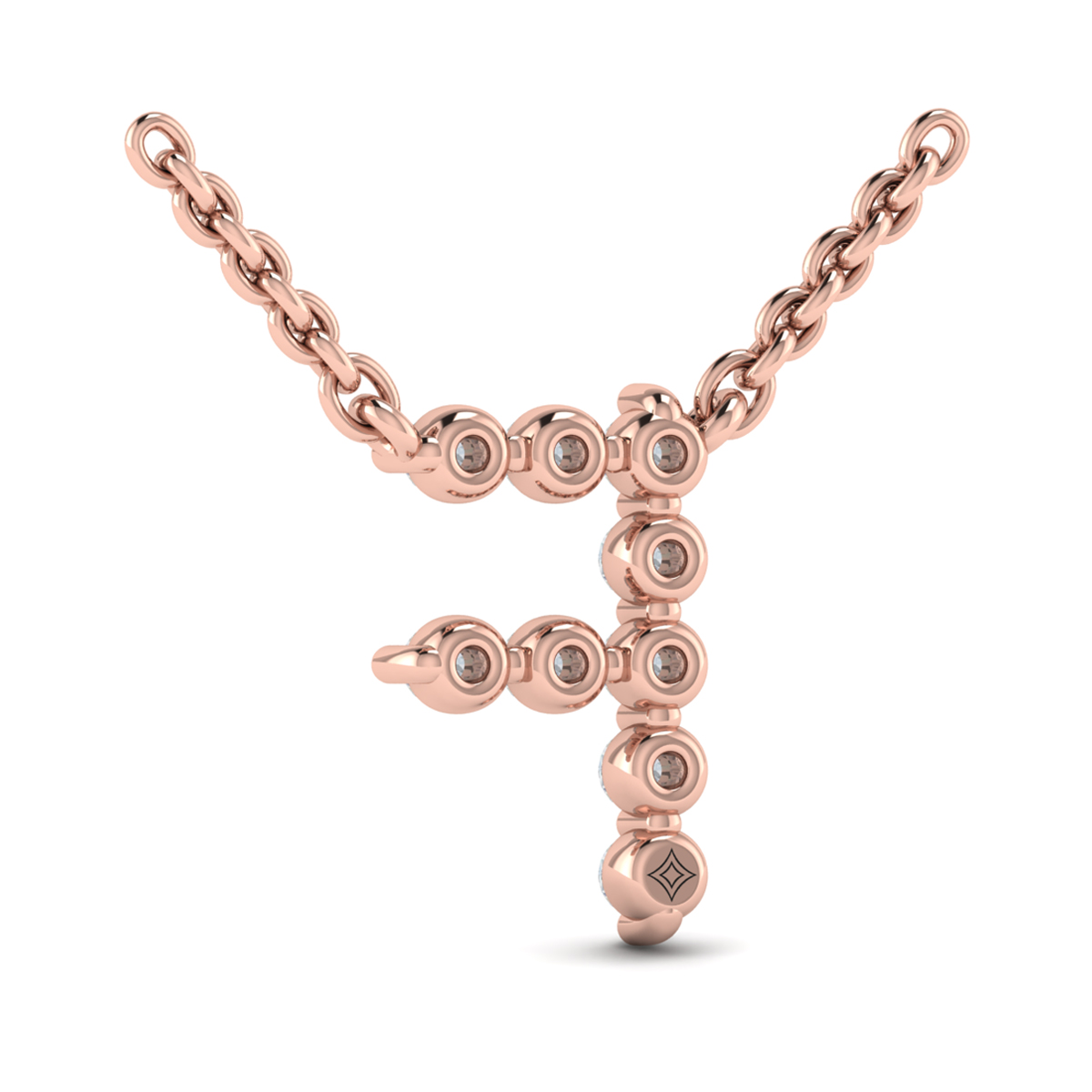 Diamond Alphabet Pendant Necklace, F