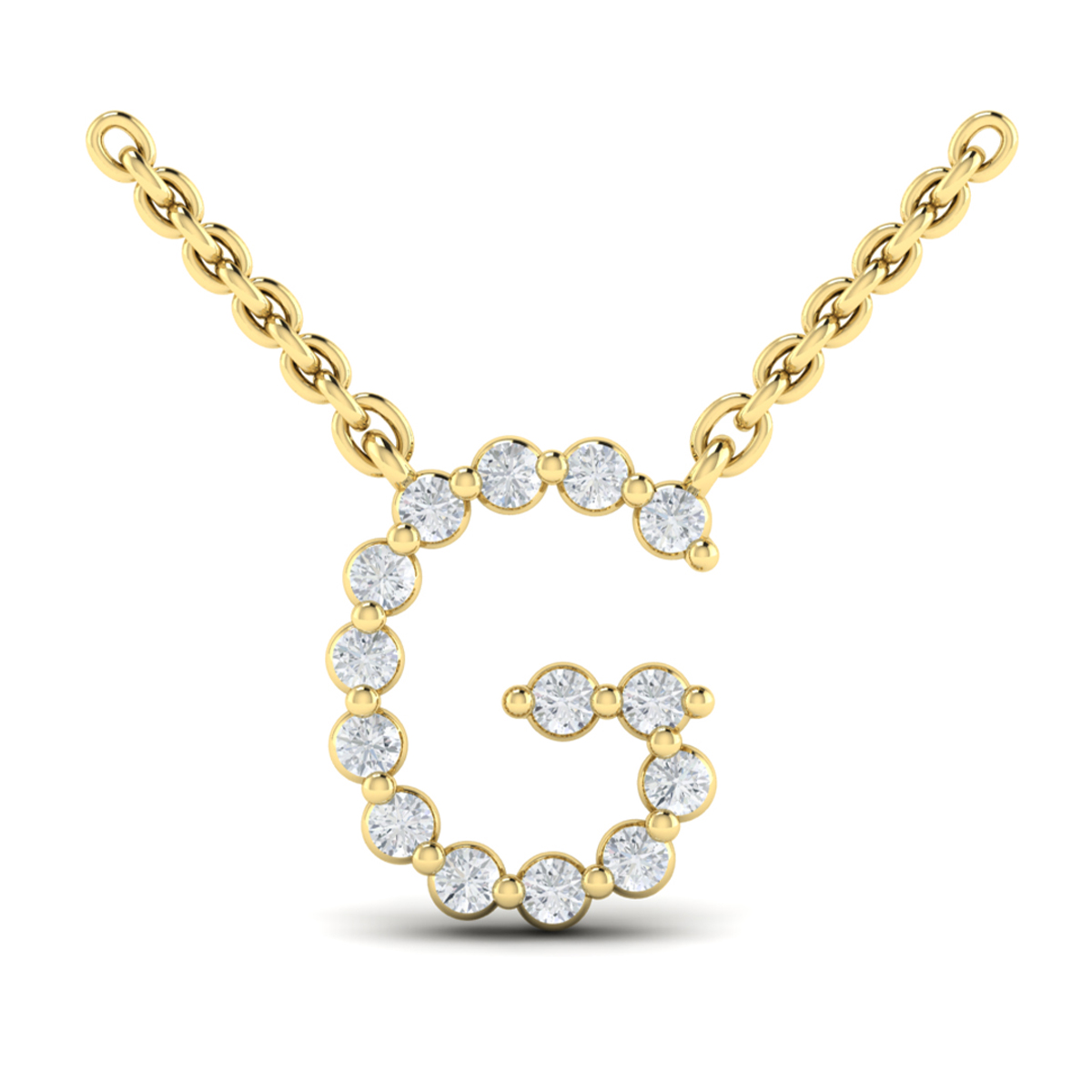 Diamond Alphabet Pendant Necklace, G