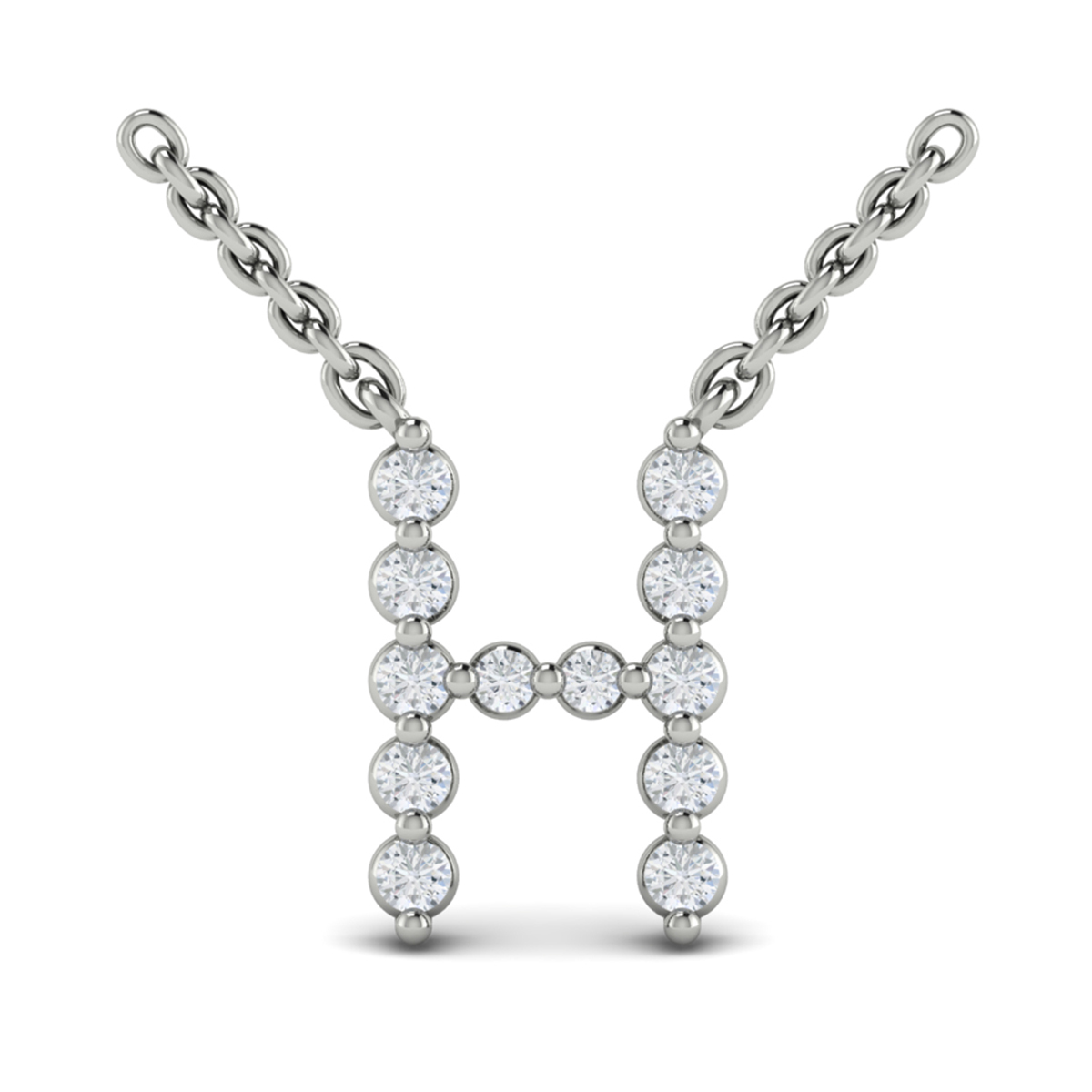 Diamond Alphabet Pendant Necklace, H