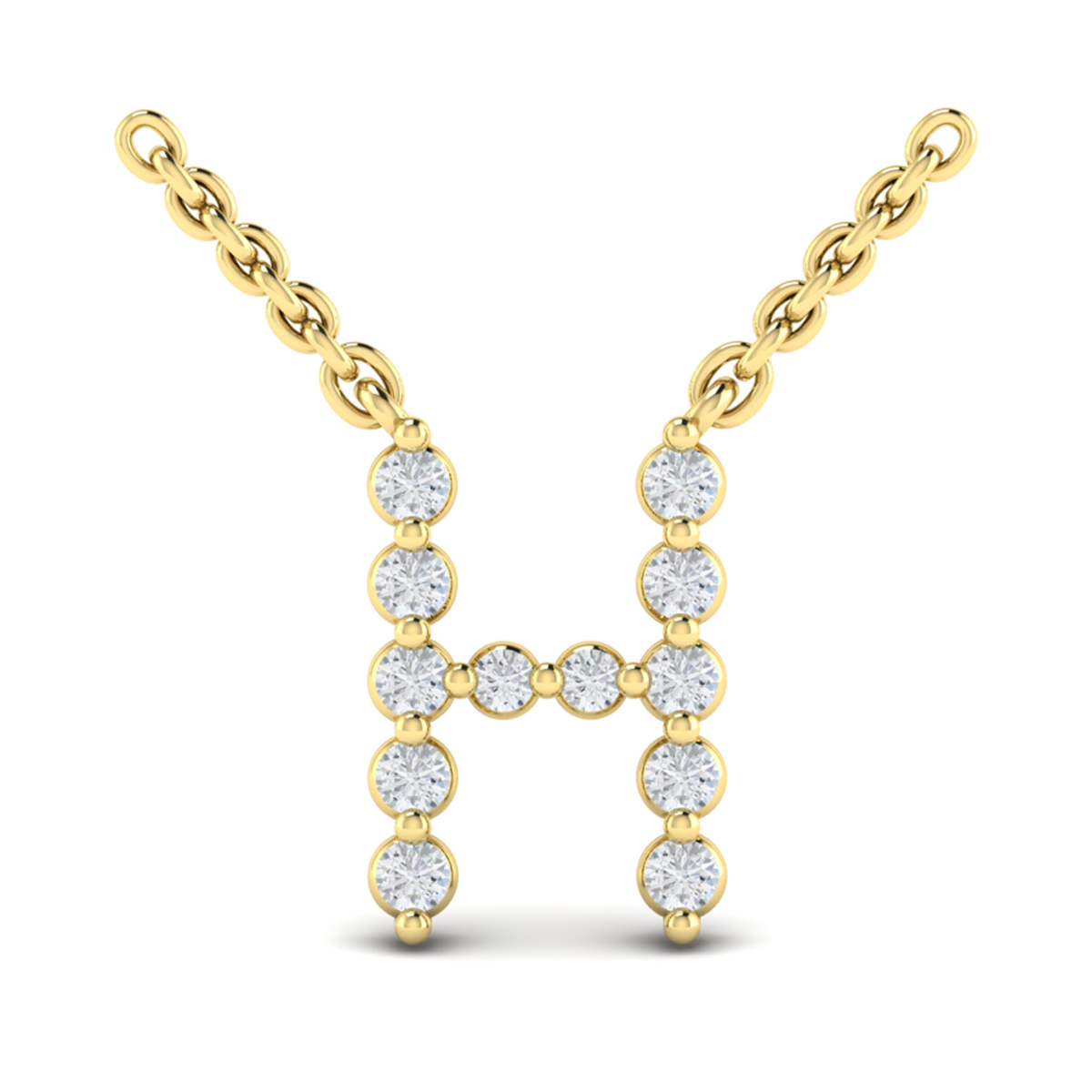Diamond Alphabet Pendant Necklace, H