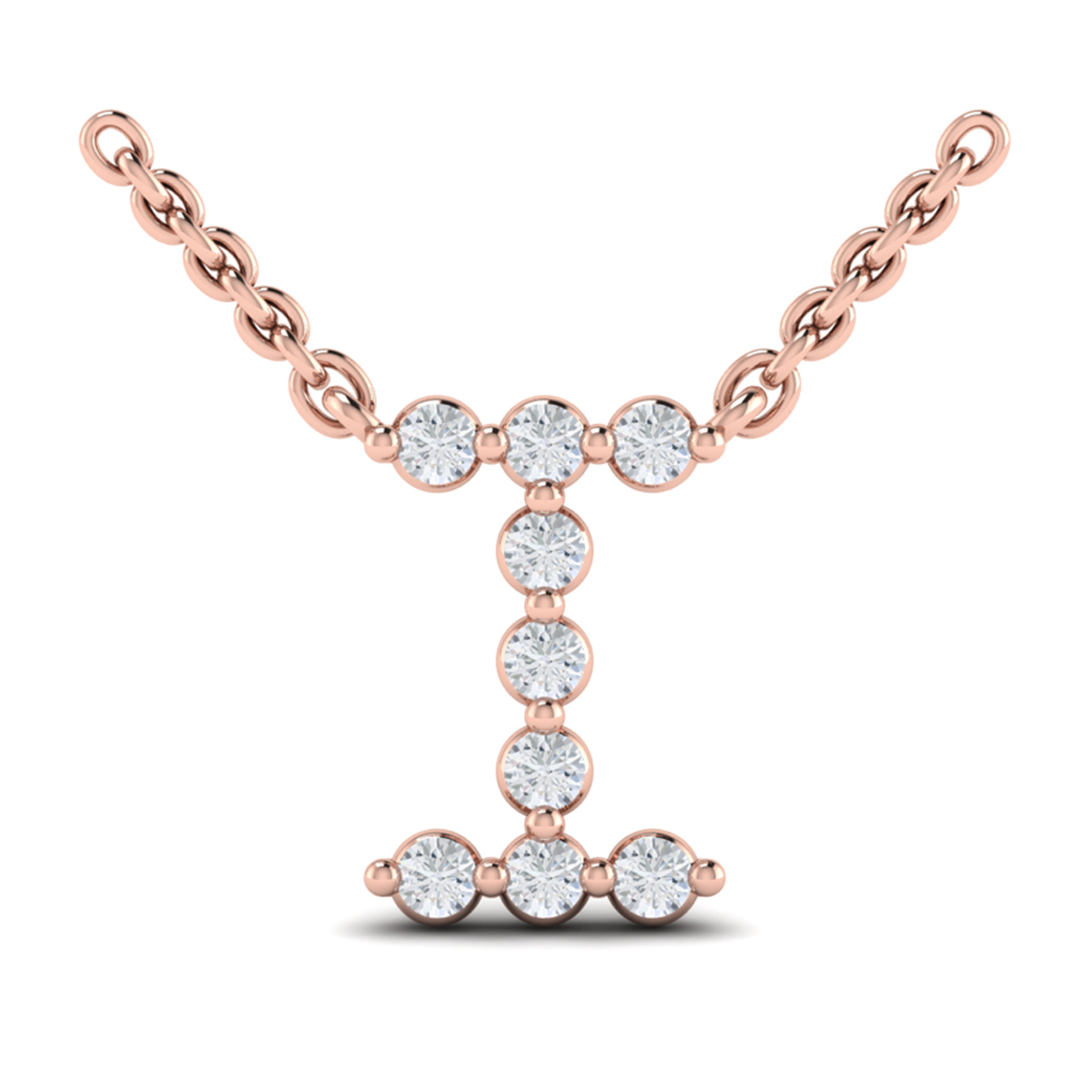 Diamond Alphabet Pendant Necklace, I