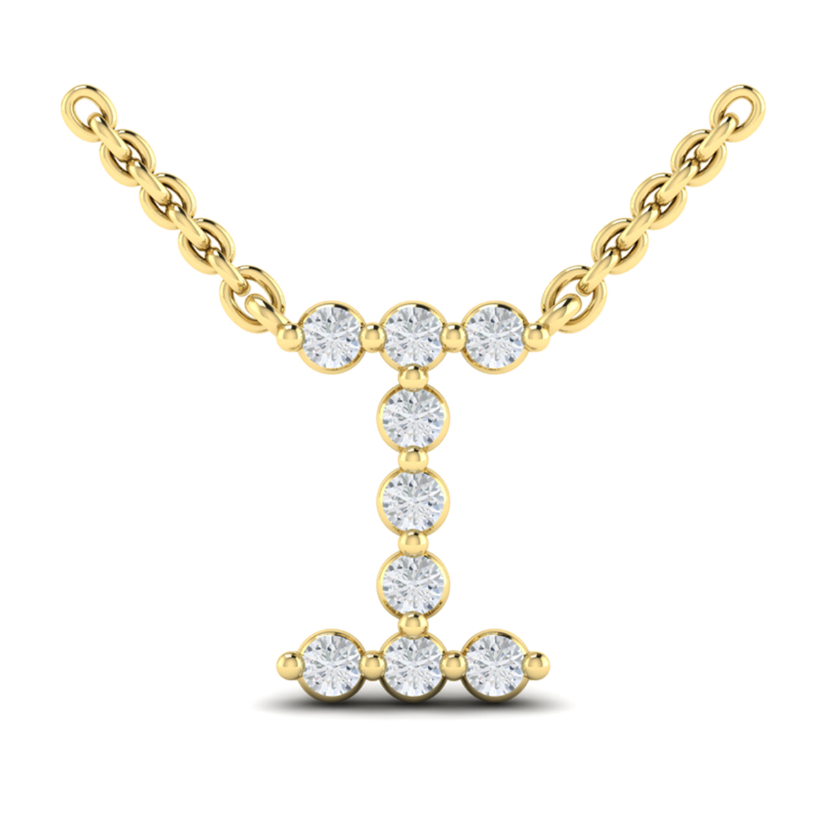 Diamond Alphabet Pendant Necklace, I