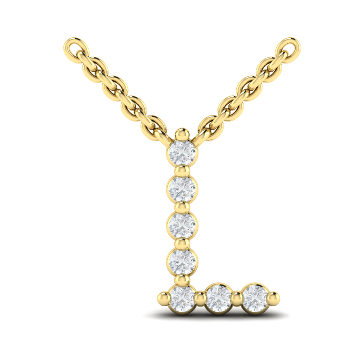 Diamond Alphabet Pendant Necklace, L