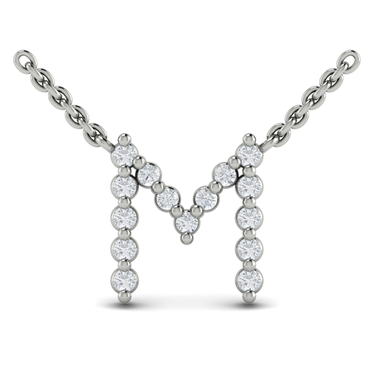 Diamond Alphabet Pendant Necklace, M