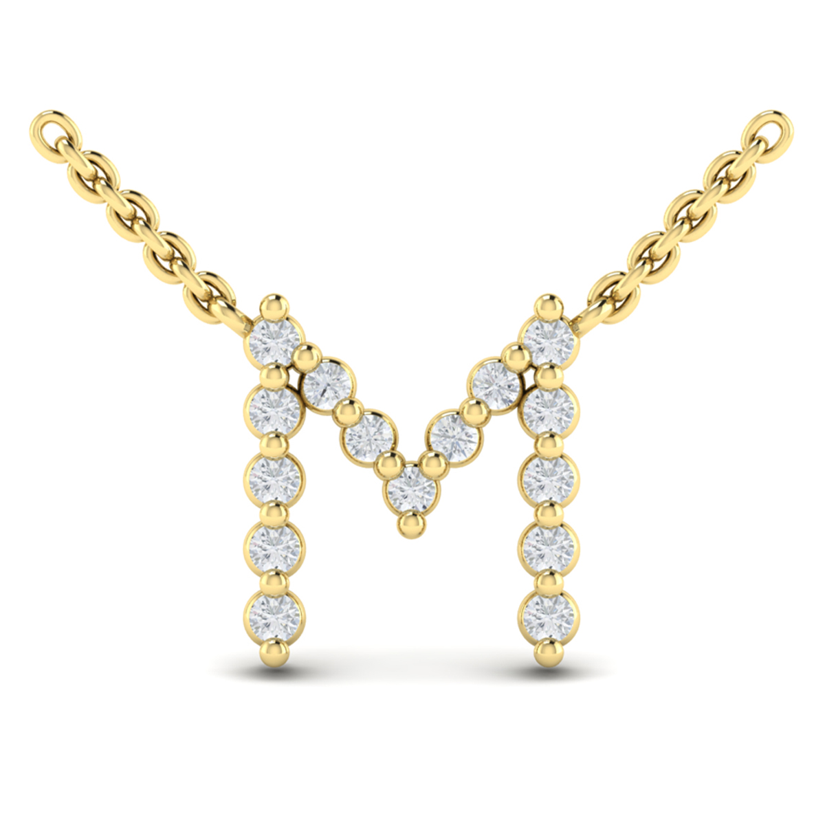 Diamond Alphabet Pendant Necklace, M