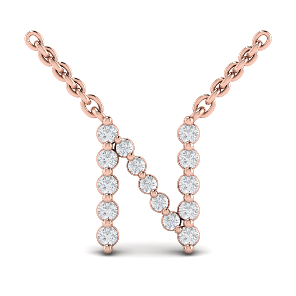 Diamond Alphabet Pendant Necklace, N