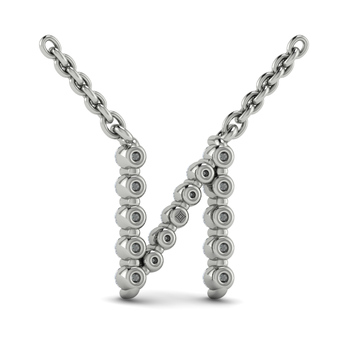 Diamond Alphabet Pendant Necklace, N